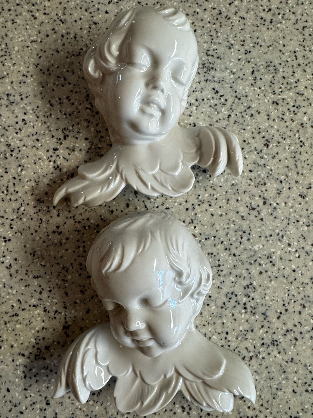 Set of 2 1960s Dresden Germany White High Gloss Wall Decor.